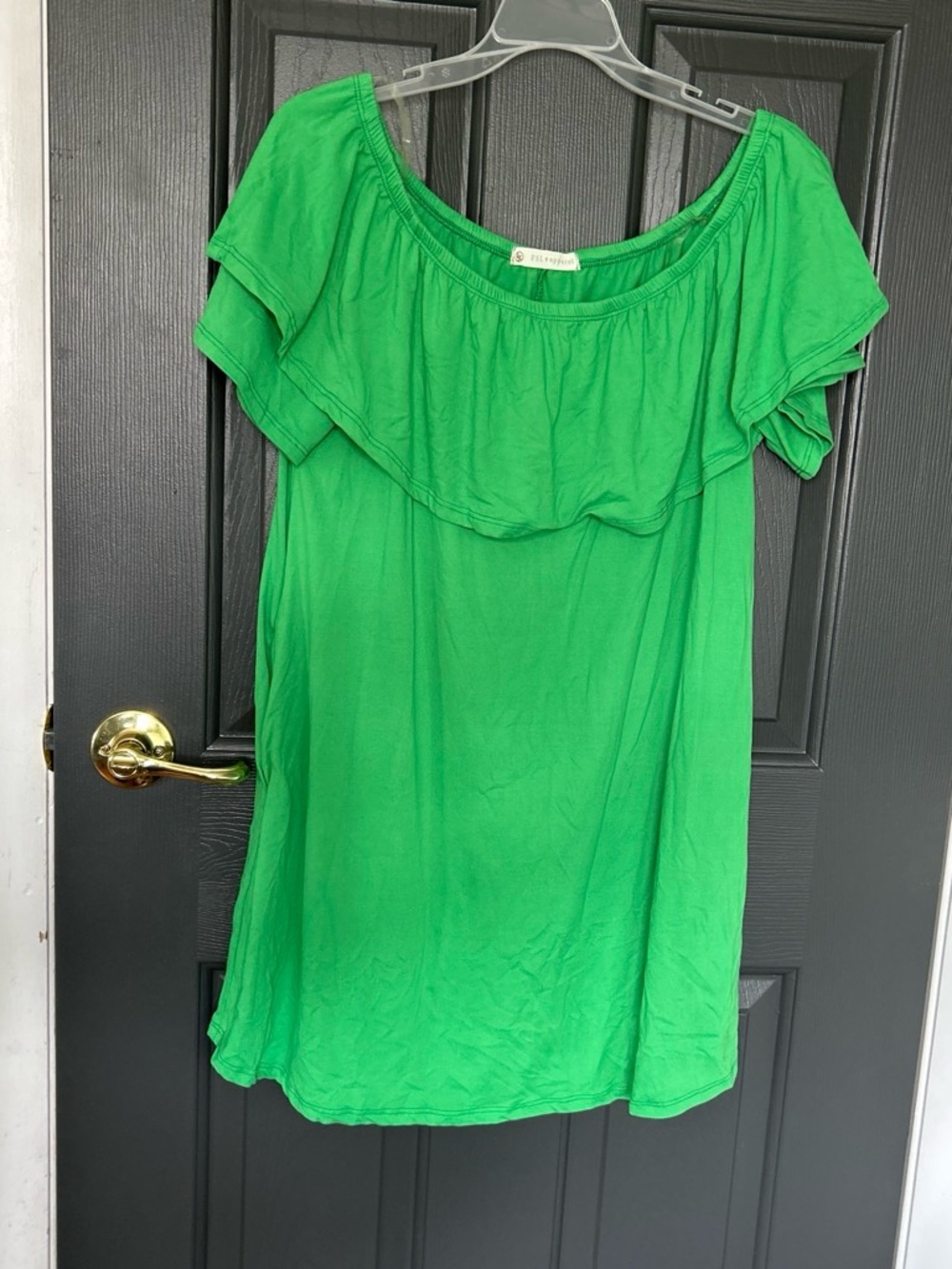 Green Off-Shoulder Ruffle Mini Dress